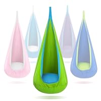 TRAEROS Kids Pod Swing Seat,Cotton Hammock Chair,Sensory Swing for Indoor＆Outdoor Use,Capacity 176 lbs (Green)