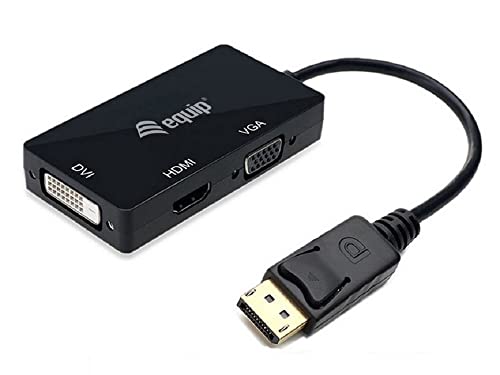 Adaptador DisplayPort para oficina Equip 133441 con puertos HDMI, DVI y VGA, negro