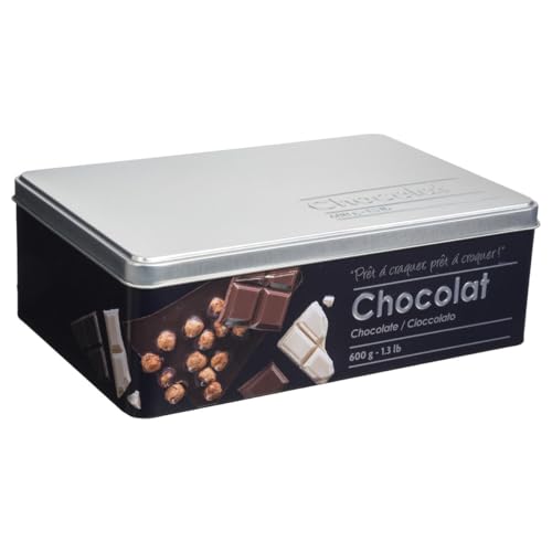 Marca+Desconocida Caja de Alimentos - Relief II - Tableta de chocolate - 20,2 x 13,2 x 6,7 cm - Hierro y estaño - Negro