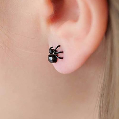 Tiny Spider Stud Earrings for Women, Men & Girls - Punk Black Spider Studs - Scary & Funny Halloween Costumes Jewelry2