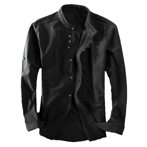 Chemise homme couleur unie noire en coupe slim et manches longues