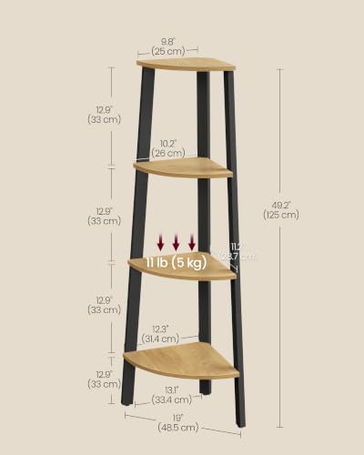 Image of VASAGLE 4-Tier Corner Shelf Stand, Modern Ladder Shelf
