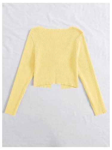 Image of Floerns Women's Tie Front Long Sleeve Rib Knit Shrug Sweaters Cardigan Crop Top