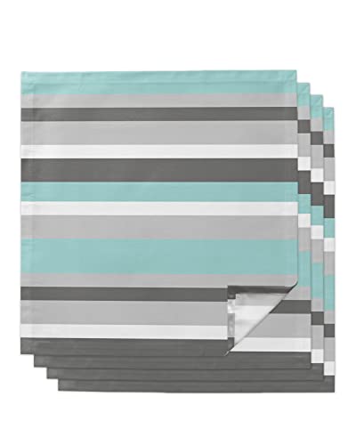 Servilletas de Tela Set de 4 con Diseño a Rayas Verde y Gris miniatura 1