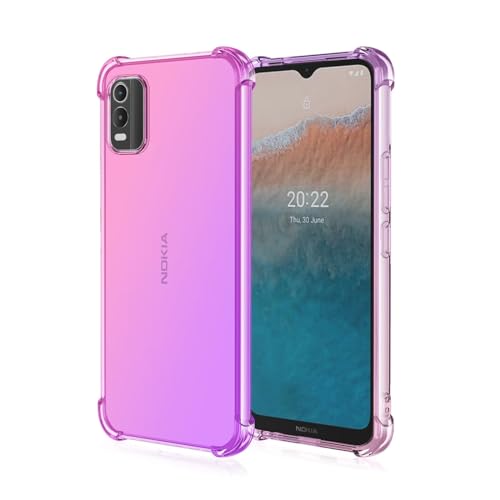 RankOne Funda para teléfono Adecuado para Nokia C32 (6.5' Inches) Carcasa con Degradado de Color en Color de Silicona Transparente de TPU - Rosado Morado