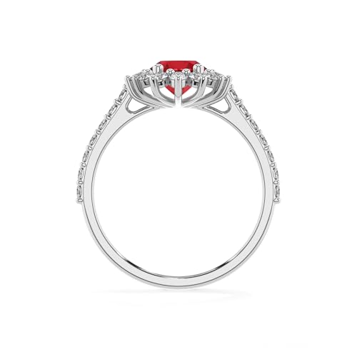 Lab Grown Ruby Oval Engagement Solitaire Rings with Diamond Halo for Women in Silver/Gold, July Birthstone Jewelry Gifts for Her Birthday, Anniversary, Wedding, Christmas, Mothers Day, Valentines4