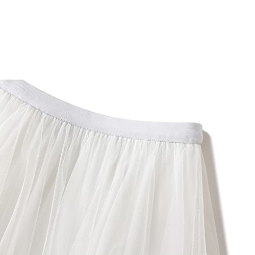 Women's Tulle Skirt Asymmetrical Pleated Elastic High Waist Layered Tutu Skirt Casual Cocktail Party A-Line Mesh Midi Skirt2