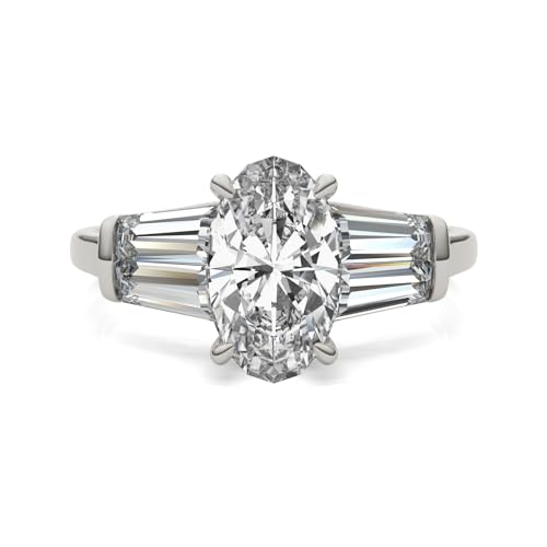 14K White Gold Moissanite by Charles & Colvard 10x6mm Elongated Oval Ring, 3.46cttw DEW4
