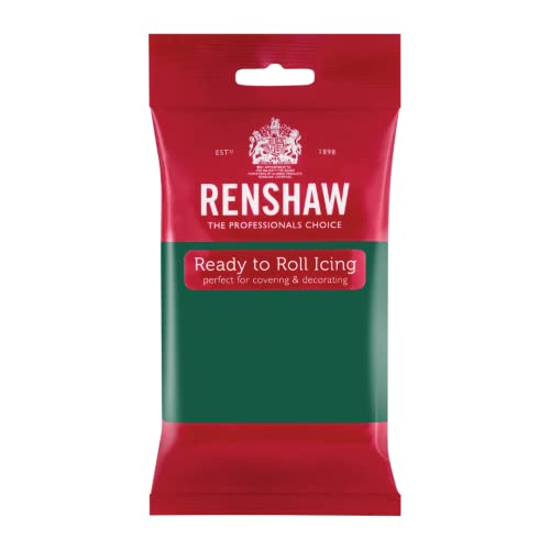 RENSHAW Ready to Roll Fondant Icing Coloured Ready to Roll Icing Sugar Paste for celebration sculpted cakes cupcakes & decorations. Renshaw Coloured Fondant Icing - EMERALD GREEN 250g