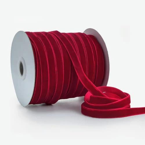 50 yardas/rollo de cinta de terciopelo para decoración de bodas, fiestas, cinta hecha a mano para envolver el cabello, lazo para el cabello, cinta navideña DIY, 1 cm de ancho, cinta de terciopelo ro