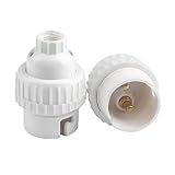 TWDRTDD B22 Bayonet Lamp Holder, BC,Bayonet Cap B22 Light Bulb Socket in Traditional Style with Shade Ring,10mm Threaded Bottom Entry (White,Pack of 2)