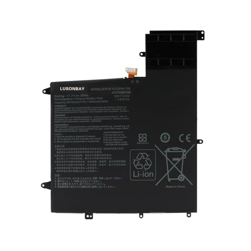 Image of LUSONBAY C21N1706 Laptop Battery Replacement For ASUS ZenBook Flip S UX370 UX370U UX370UA UX370UAF UX370UAR UX370F UX370UA-C4217T C4184T C4331T C4059 TC4131T Series 7.7V 39WH/5070mAh