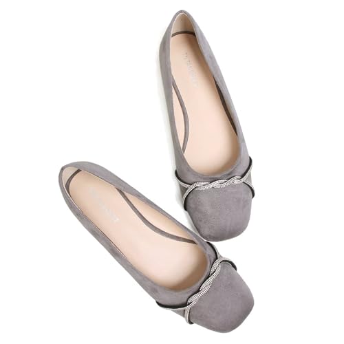 Image of TN TANGNEST Womens Casual Flats Chain Ballet Flats | Fashion Pointed Toe Rhinestone Flats, Comfort Slip On Dress Shoes for Business Work Office Wedding Party
