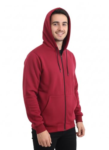 هودي رياضي يونيسكس بسحاب كامل، قطن وبوليستر، مع غطاء رأس وجيوب، سويت شيرت سادة للرجال والنساء من رومبا (نبيتى, XL)