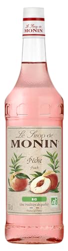 Monin Peach Syrup In Glass Bottle, 1 Litre