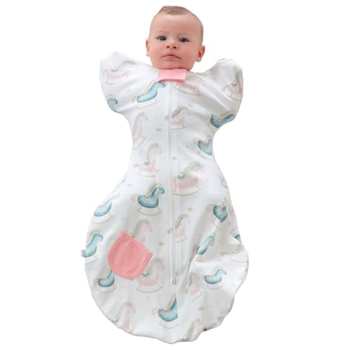 Image of LOVABYLUCK Baby Transition Swaddle Sleep Sack with 2-Way Zipper 100% Cotton Soft Comfortable Sleeping Bag 1.0 TOG