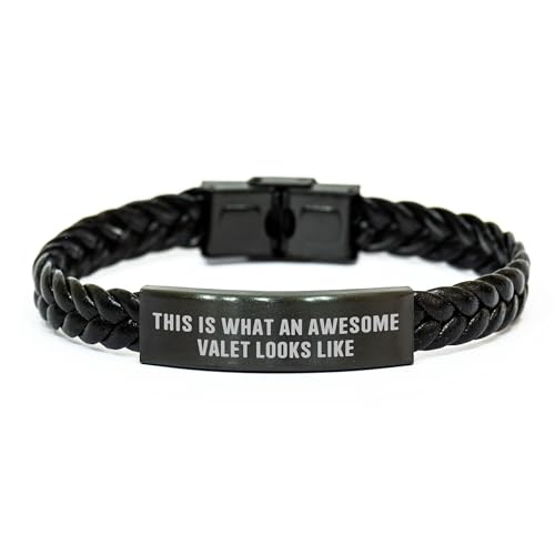 Awesome Valet Gifts for Men and Women - Interlaced Leather Bracelet This Is What An Awesome Valet Looks Like, Unique Christmas Unique Gifts from Friends, Family, or Coworkers