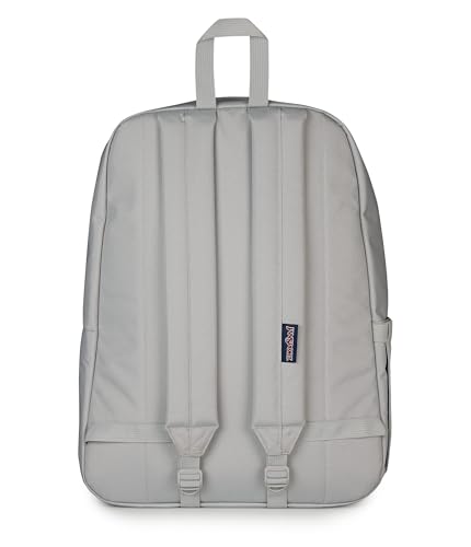 Image of JanSport Superbreak Plus FX Backpack - Work, Travel, or Laptop Bag with Water Bottle Pocket, Superbreak Plus Fx, Embroidered Shrooms Md Grey /E Azul /Bratty