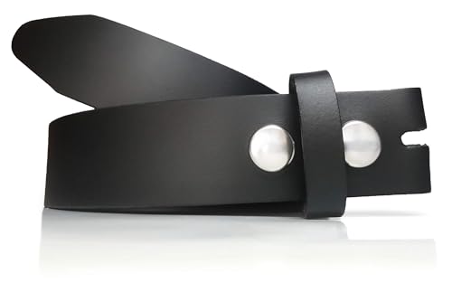 almela Cinturón sin hebilla | Hombre y mujer | Hebilla intercambiable | 3,5 cm y 4 cm de ancho | 35 mm y 40 mm | Cuero | Broche a presión | Belt without buckle (35mm, Negro, 115)