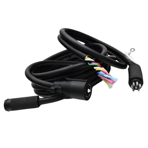 7 Way Round Heavy Duty Magnet Plug | 12FT - 7 Wire Plug-N-Play, Hardwire Trailer Cord (Wiring Harness) for 7 Pin RV's, Campers, Equipment, Dump, and Boat Trailers (LED Light Recommended)