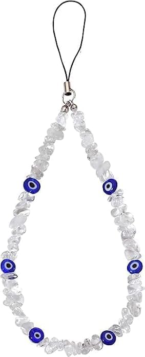 Y2K Colorful Evil Eye Natural Gemstone Crystal Phone Charm Beaded Phone Lanyard Wrist Strap