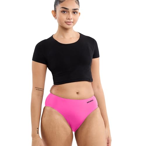 WUKA Teen Stretch Midi Brief Period Pants for Girls Heavy Flow Pink Multi Size Fit S-L Leak-Proof Reusable Menstrual Underwear with Stretch Fit & 12hr Protection for Heavy Flow