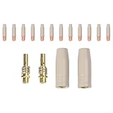 Juego de 16 boquillas de 0,8 mm de revestimiento para protección para soplete de soldadura de gas sin aire 15AK, escoria sin soldadura, compatible con MIG