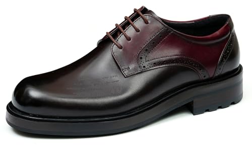 Mens Oxfords Formal Dress Derby Genunie Leather Two Tone Shoes Plain Toe Modern Suit Shoes Fashion Prom Wedding Tuxedo Business Casual Lightweight Comfortable Shoes for Men