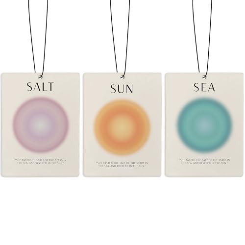 Image of Sun Salt Sea Beach Air Freshener for Car, Retro Y2K Coastal Beachy Air Freshener Hanging 3 Pcs for Cars Closet Drawer or Books, Preppy Summer Beach Car Mirror Decor for Women