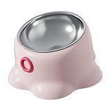 Leefasy Tilted Cat Feeder Bowl Food Dispenser Living Room Home Travel Indoor Watering Feeding Dish Cat Food Bowl for Pets Small Dogs, Pink