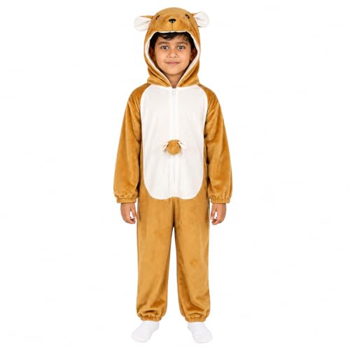 Image of Raj Costume Animal Fancy Dress Costume for Boys & Girls | Hooded Full Body Wildlife Zoo Animal Jumpsuit | Soft Costume for School Function, Fancy Dress, Halloween, Birthday, Cosplay & Role Play