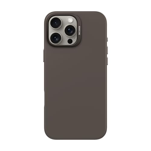 DECODED Coque en Silicone pour iPhone 16 Pro Max, Finition Soft-Touch Premium, Revêtement Antibactérien, Compatible MagSafe, Protection Antichute, Résistante aux Rayures, Boutons Métalliques, Noir