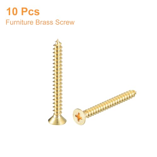uxcell tornillos autorroscantes de madera de latón Phillips cabeza plana M4 x 35mm paquete de 10 piezas miniatura 3