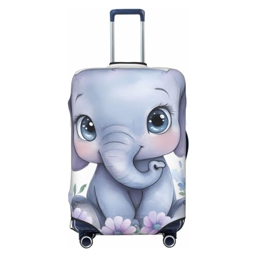 Elephant Pattern Elastic Travel Luggage Cover, Washable Spandex Suitcase Protector, Anti-Scratch Fits 18-32 Inch