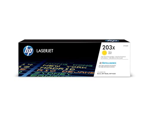 HP 203X CF542X Amarillo, Cartucho Tóner de Alta Capacidad Original, de 2.500 páginas, para impresoras HP Color LaserJet Pro serie 254, 280 y 281