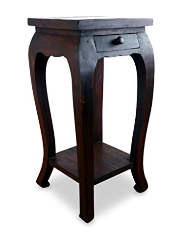 Livasia Table d’Opium de Thaïlande, Table d’appoint, Table de Chevet, Durable et Fait Main, 35x35x76cm