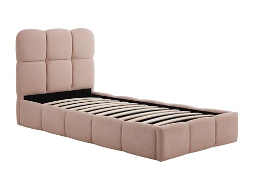 Vente-unique-CanapÈ abatible 90 x 190 cm - Tejido Texturizado - Rosa - DILUDO