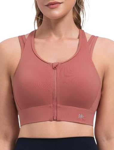 Image of Yvette Front Closure High Support Sports Bras for Women Double Straps Plus Size Sports Bra with Sewn in Pads
