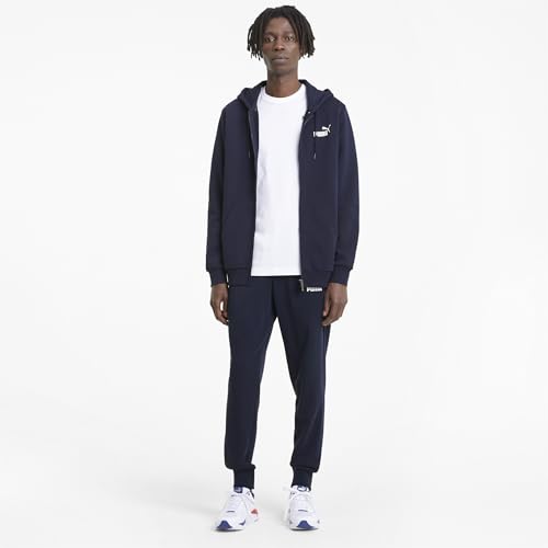 Image of Puma Men's Essentialentials Small Logo Full-Zip Hoodie | Comfortable Cotton-Polyester Blend Jacket with Adjustable Hood & Pockets | Ideal Hoodie Sweatshirt for Workouts, Travel & Casual Wear