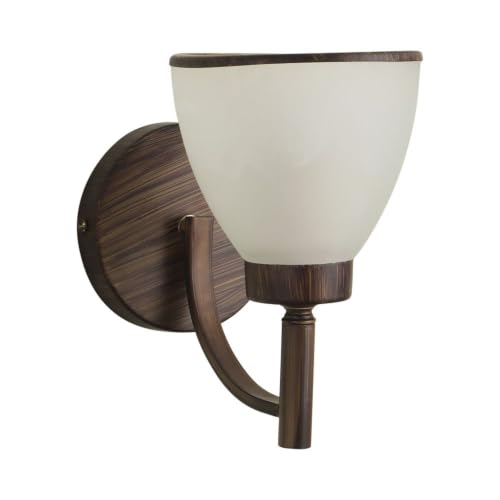 Image of ELIANTE by Jainsons Lights | Wooden Wall Light White Glass - S- - Included Bulb | White Wood Wall Light | for Living Room, Bedroom, Hallway | E27 Holder | 3 Year Warranty