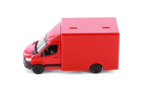 Image of Mayatra's Kins mart Mercedes-Benz Sprinter 1 /48 Scale Diecast Toy Car (Red) - Pull Back Action Van Model, Realistic Collectible Vehicle for Kids & Adults