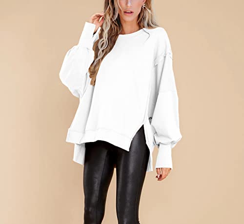 Image of BWQ Womens Oversized Sweatshirt Crewneck Long Sleeve Shirts Pullover Sweatshirts S-2XL