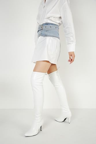 LIURUIJIA Women's Pointed Toe Over The Knee Thigh High Boots Stiletto High Heel Long Stretch Pull On Sexy Fall Boots3