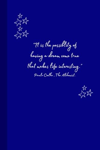 Paulo Coelho weekly planner, inspirational quote, dark blue. 6 x 9 inches with side-by-side note...