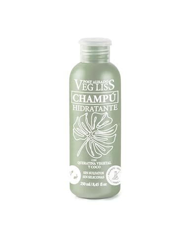 VegLiss – Champú Hidratante Post Alisado – Con Pitaya, Queratina Vegetal y Aceites Naturales – Sin Sulfatos ni Siliconas – Brillo, Suavidad y Antiencrespamiento – 250 ml