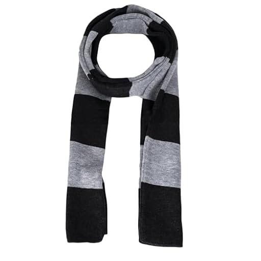 TELAIN Bufanda de punto clásica, bufanda a rayas gris y negra, paño de punto suave, bufanda para hombre y mujer, pañuelo cálido y cómodo para invierno y otoño, Negro , L | Ya disponible en tu tienda friki favorita! En mundofriki.es!