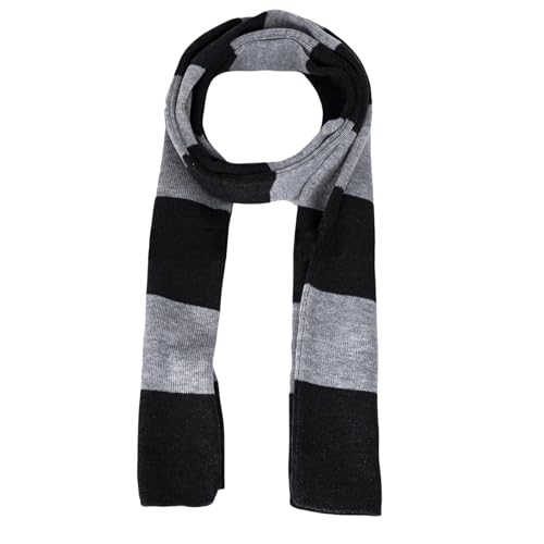 TELAIN Bufanda de punto clásica, bufanda a rayas gris y negra,