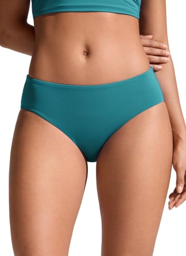 Image of CRZ YOGA Mid Waisted Bikini Bottoms | Mid Cut Leg, Medium Bum Coverage, Full Lining, Swim, Bathing Suit Briefs for Women