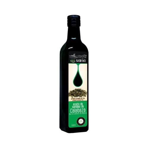 ECOSANA ACEITE VIRGEN SEMILLA DE CALABAZA CERTIFICADO BIO by DRASANVI - Obtenido por primera prensión en frío - Ideal para consumir en crudo - VEGANO - SIN GLUTEN - 500ml