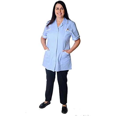 Skywear T70 Healthcare Beauty Tunics Woman Girls Ladies Tops Office Uniform Shirts Top, SkyWhite, 8 Cover